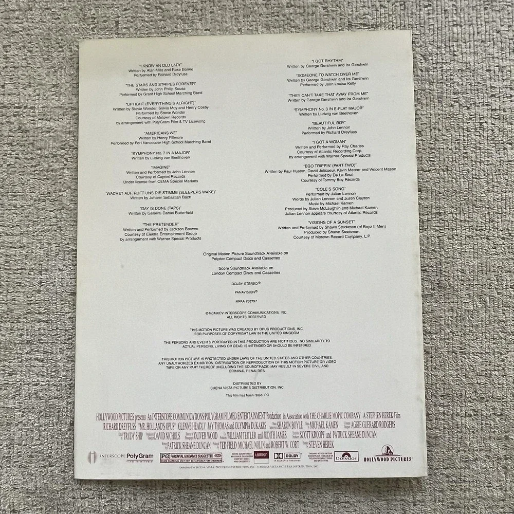 Mr. Holland's Opus (1995) Movie Press Kit / Program Booklet‎ – Richard Dreyfuss